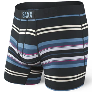 Bokserki męskie szybkoschnące SAXX VIBE Boxer Brief nierówne pasy - czarne - Majtki męskie - miniaturka - grafika 1