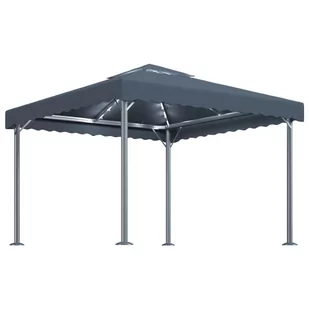 vidaXL Altana ze sznurem lampek LED, 300x300 cm, antracyt, aluminium - Altany ogrodowe - miniaturka - grafika 1