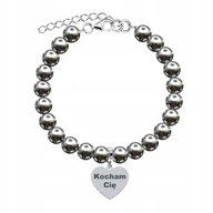 Bransoletki - Dzień Mamy Bransoletka z Perłami Kocham Cię Srebro 925 Grawer Życzenia - miniaturka - grafika 1