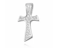 Biżuteria religijna - Valerio.pl Rodowany srebrny krzyżyk krzyż cyrkonia cyrkonie srebro 925 Z1268 Z1268 - miniaturka - grafika 1