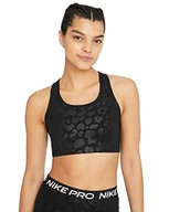 Biustonosze - Nike Damski W NP DF SWSH Lepard Shine biustonosz sportowy, czarny/przezroczysty, L DD1117 - miniaturka - grafika 1