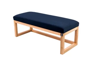 Ławka na buty LPG-2 180cm EMRAWOOD drewno lite kolor naturalny siedzisko gładkie kolor granatowy - Ławki do przedpokoju - miniaturka - grafika 1