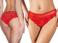 Bielizna nocna - Ewana 061 Delikatne Koronkowe Figi Czerwony L - miniaturka - grafika 1
