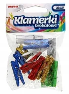 Pasmanteria - BREWIS Klamerki brokatowe 3.5cm mix Brewis - opak. 12 szt. - miniaturka - grafika 1
