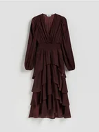 Sukienki - Reserved - Sukienka maxi w groszki - bordowy - miniaturka - grafika 1