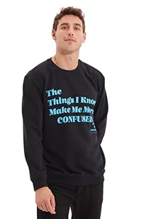 TRENDYOL Męska bluza z mieszanki bawełny - czarna - regularna S czarna, Czarny, S - Bluzy męskie - miniaturka - grafika 1