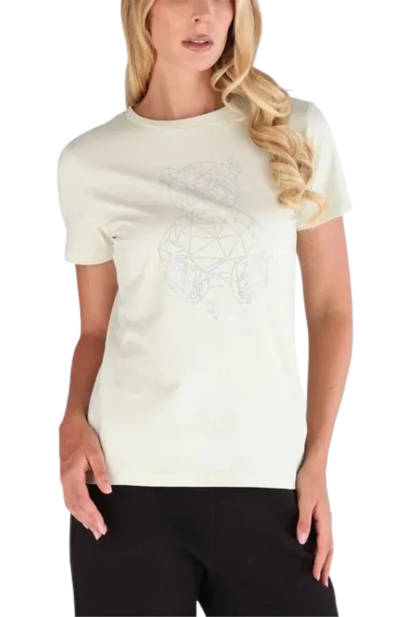 GUESS Biały damski t-shirt na krótki rękaw z cyrkoniami Romy L