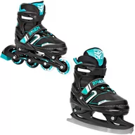 Łyżwy - Rolki Łyżwy 2W1 Regulowane Raven Helixi Black/Mint 38-42 Kółka Led - miniaturka - grafika 1