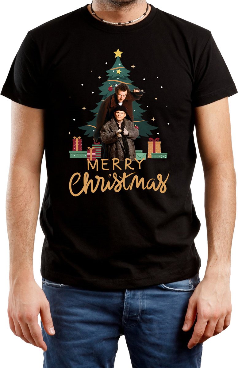 T-Shirt Męski Nadruk Prezent Święta Świąteczna Koszulka Czarna R-L A438