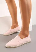 Trampki damskie - Różowe Tenisówki Espadryle Slip On Na Płaskiej Podeszwie Liodelia - miniaturka - grafika 1