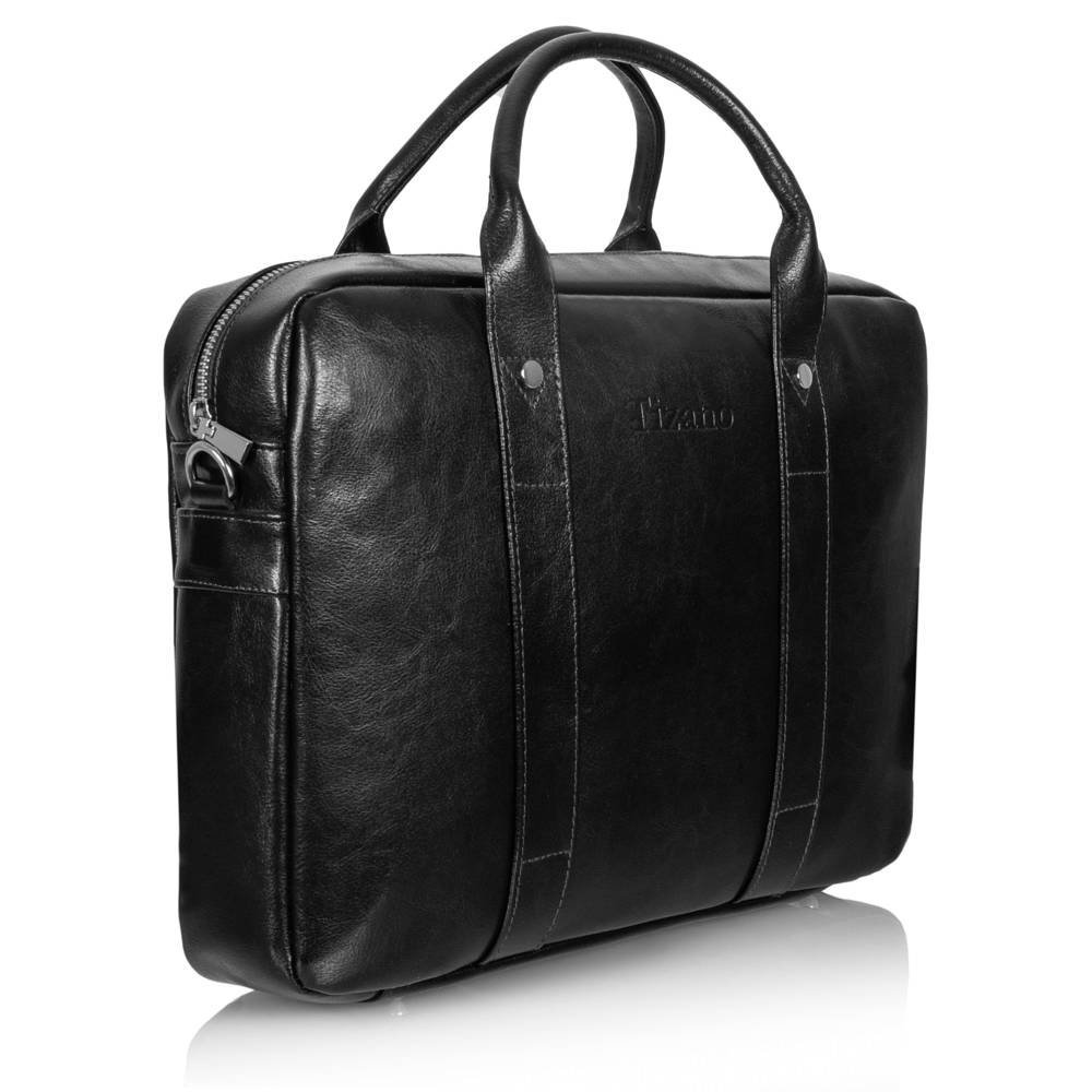 Skórzana torba męska na laptopa czarna - Tizano TM07