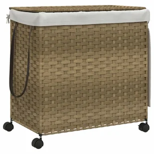 vidaXL Kosz na pranie na kółkach 60x35x60,5 cm rattanowy - Kosze na bieliznę - miniaturka - grafika 1