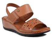 Sandały damskie - Sandały damskie na koturnie skóra Caprice 28253-41 - miniaturka - grafika 1