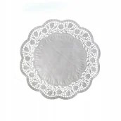 Dekoracje i nakrycia stołu na imprezę - Serwetki ażurowe okrągłe papierowe białe 26cm 100x - miniaturka - grafika 1