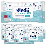 Chusteczki nawilżane - Chusteczki dla dzieci i niemowląt Cleanic Kindii pure water 99% (60 sztuk) x 12 opakowań - miniaturka - grafika 1