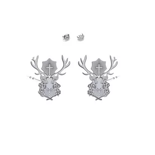 Kolczyki Srebrne Jeleń Świętego Huberta - MEJK JEWELLERY - Kolczyki - miniaturka - grafika 1