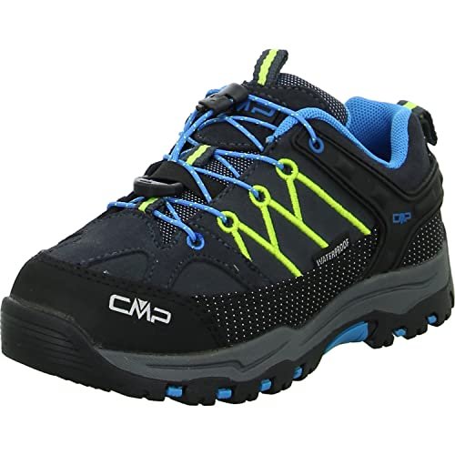 CMP Dziecięce buty Rigel Low Trekking WP, buty unisex dla dzieci i młodzieży, Antracyt żółty neonowy, 30 EU
