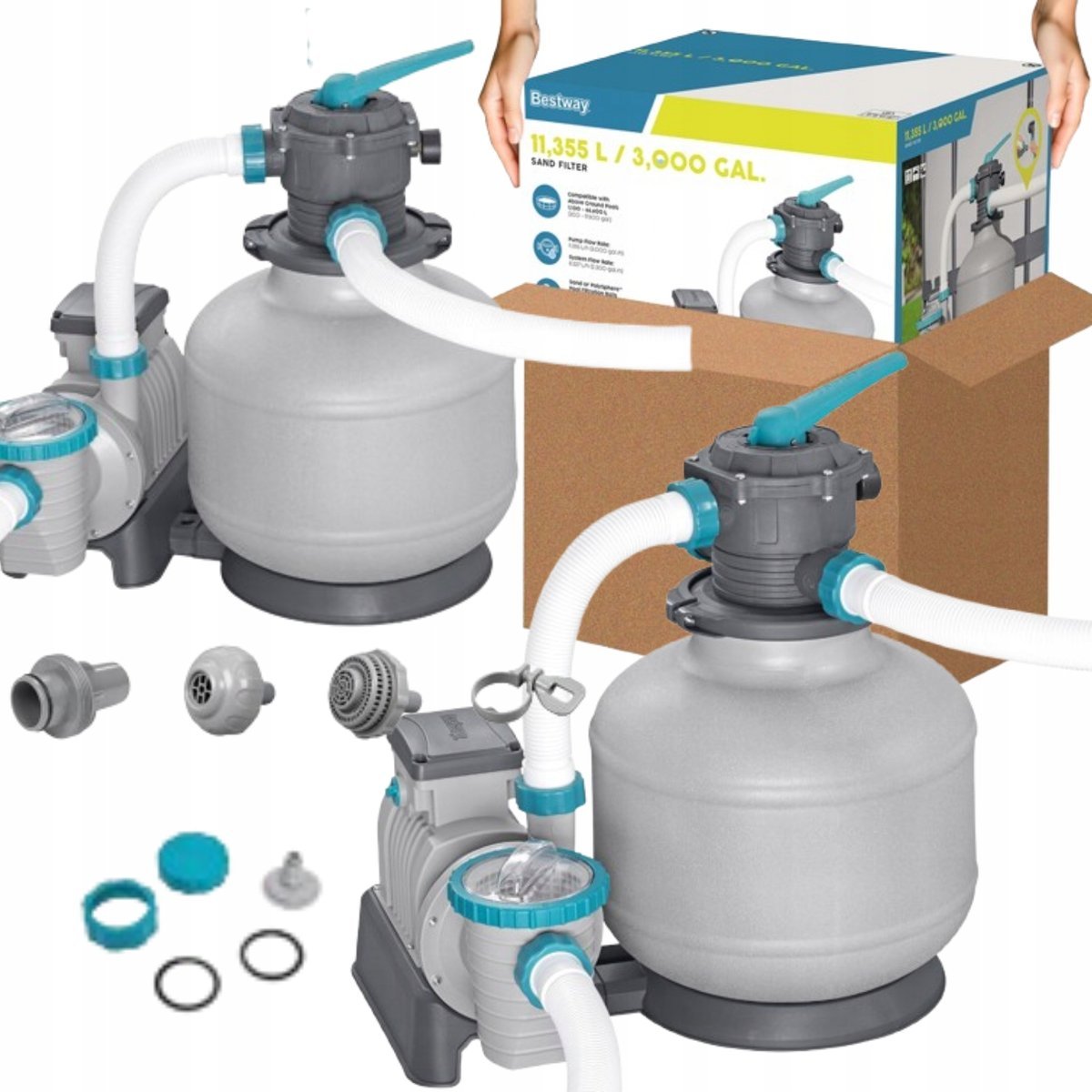 Bestway Pompa piaskowa do basenu filtrująca do basenów węże 11355 l/h 58486