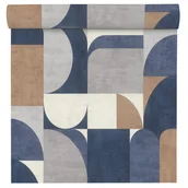 Tapety - Tapeta modern niebiesko-brązowa winylowa na flizelinie - miniaturka - grafika 1