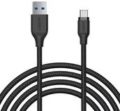 Kable USB - Aukey Kabel nylonowy USB-A do USB-C, QC, 15W, 5Gbps, 2m, czarny - miniaturka - grafika 1