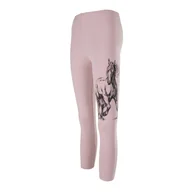 Legginsy - Dziewczęce legginsy, pudrowy róż, z nadrukiem (czarny koń), Tup Tup - miniaturka - grafika 1