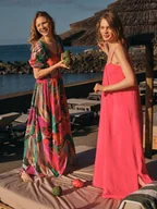 Sukienki - Multikolorowa sukienka z dekoltem w v - Top Secret - miniaturka - grafika 1