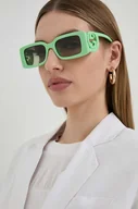 Okulary przeciwsłoneczne - Gucci okulary przeciwsłoneczne damskie kolor zielony - miniaturka - grafika 1