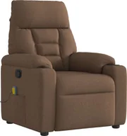Fotele - vidaXL vidaXL Rozkładany fotel masujący, brązowy, obity tkaniną - miniaturka - grafika 1