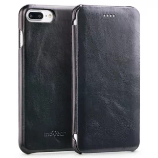 moVear flipSide S - Skórzane etui do Apple iPhone 8 Plus / 7 Plus (5.5") | Pokrowiec slim case, Skóra naturalna gładka (Czarny) - Etui i futerały do telefonów - miniaturka - grafika 1
