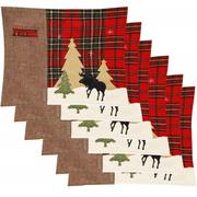Obrusy i serwetki - Podkładki na stół świąteczne 6 szt. 44x33cm mata czerwona z reniferem - miniaturka - grafika 1