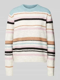 Sweter z dzianiny o kroju regular fit ze wzorem w paski - Swetry damskie - miniaturka - grafika 1