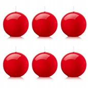 Świece - Świeca kula świeczka kula kolor czerwony pokryta lakierem błyszczącym 6 szt - miniaturka - grafika 1