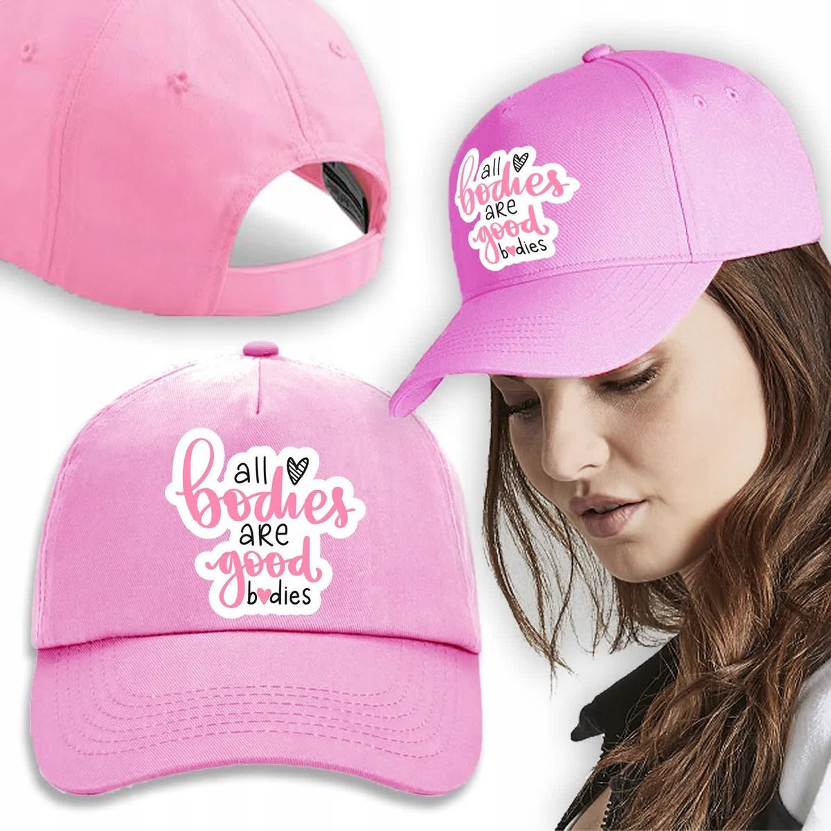 CZAPKA Różowa Daszek Na Wiosnę GOOD BODIES Wzory