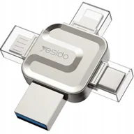 Pozostałe akcesoria do telefonów - yesido Flash Disk FL15 4w1 OTG Adapter USB3.0, 16GB, SILVER / SREBRNY - miniaturka - grafika 1