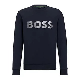 Bluzy męskie - BOSS Męska bluza Salbo 1 z mieszanki bawełny z trójwymiarowym haftem logo, Dark Blue402., XXL - grafika 1