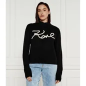 Swetry damskie - Karl Lagerfeld Półgolf | Regular Fit | z dodatkiem wełny - miniaturka - grafika 1