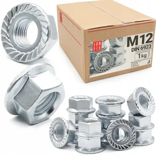 Nakrętka kołnierzowa M12 DIN 6923 ząbkowana ocynk ocynkowana 1kg - Śruby i nakrętki Nakrętka kołnierzowa M12 DIN 6923 ząbkowana ocynk ocynkowana 1kg - Śruby i nakrętki - miniaturka - grafika 1