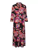 Sukienki - YAS Damska sukienka Yassavanna Long Shirt Dress S. Noos, Czarny/Aop: nadruk kwiatowy, L - miniaturka - grafika 1