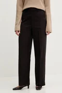 Spodnie sportowe damskie - Tommy Hilfiger spodnie wełniane damskie kolor bordowy proste high waist WW0WW48362 - miniaturka - grafika 1