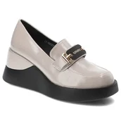 Półbuty damskie - Szare Półbuty Vinceza Modne Obuwie Damskie Na Koturnie - miniaturka - grafika 1