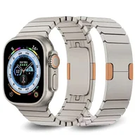 Akcesoria do smartwatchy - OPASKA PASEK TITANIUM "4" Apple Watch 1/2/3/4/5/6/7/8/9/SE/Ultra/Ultra2 42/44/45/49mm tytanowo-pomarańczowa - miniaturka - grafika 1
