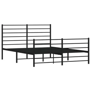 Metalowa rama łóżka z wezgłowiem i zanóżkiem, czarna, 120x190cm Lumarko! - Łóżka - miniaturka - grafika 6
