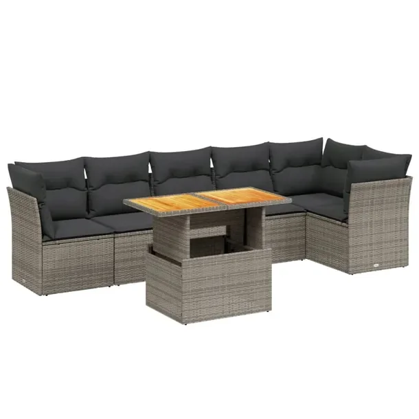 Zestaw mebli ogrodowych modułowych szary rattan PE 62 x 62 x 69 cm