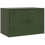 Szafki RTV - vidaXL Szafka pod telewizor oliwkowa zieleń 67x39x44 cm stal - miniaturka - grafika 1