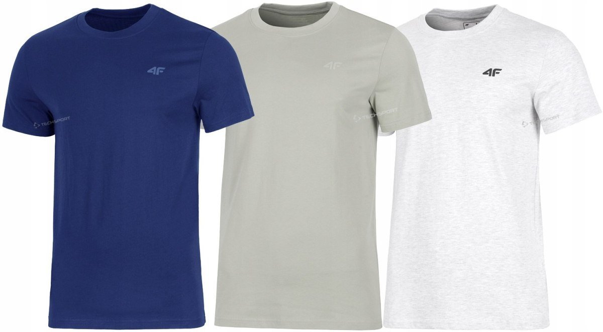 4F ZESTAW 3szt. 3-PAK MÄSKA KOSZULKA T-SHIRT 100% BAWEĹNA / rozm L