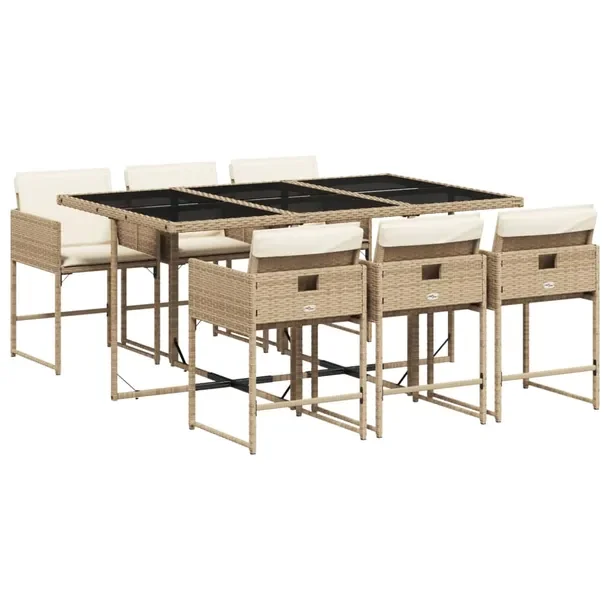 Zestaw Mebli Ogrodowych Rattan PE Beżowy, Stół 165x106x73 cm, Krzesła 5