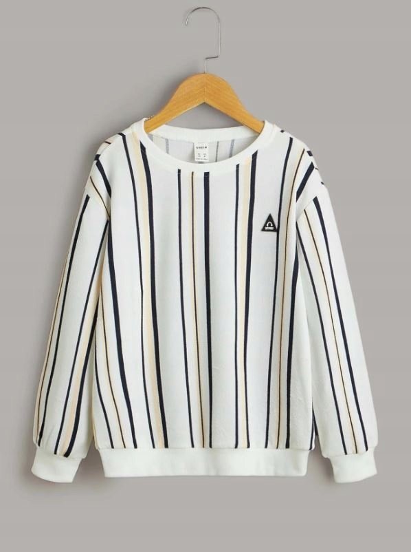 SHEIN BLUZA CHŁOPIĘCA BIAŁA W PASKI PROSTA 134 VHT