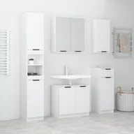 Meble łazienkowe - Lumarko 5-cz. zestaw szafek do łazienki, biały, materiał drewnopochodny - miniaturka - grafika 1