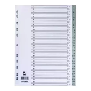 Przekładki A4 PP szare 31 kart - Q-Connect - Segregatory - miniaturka - grafika 1