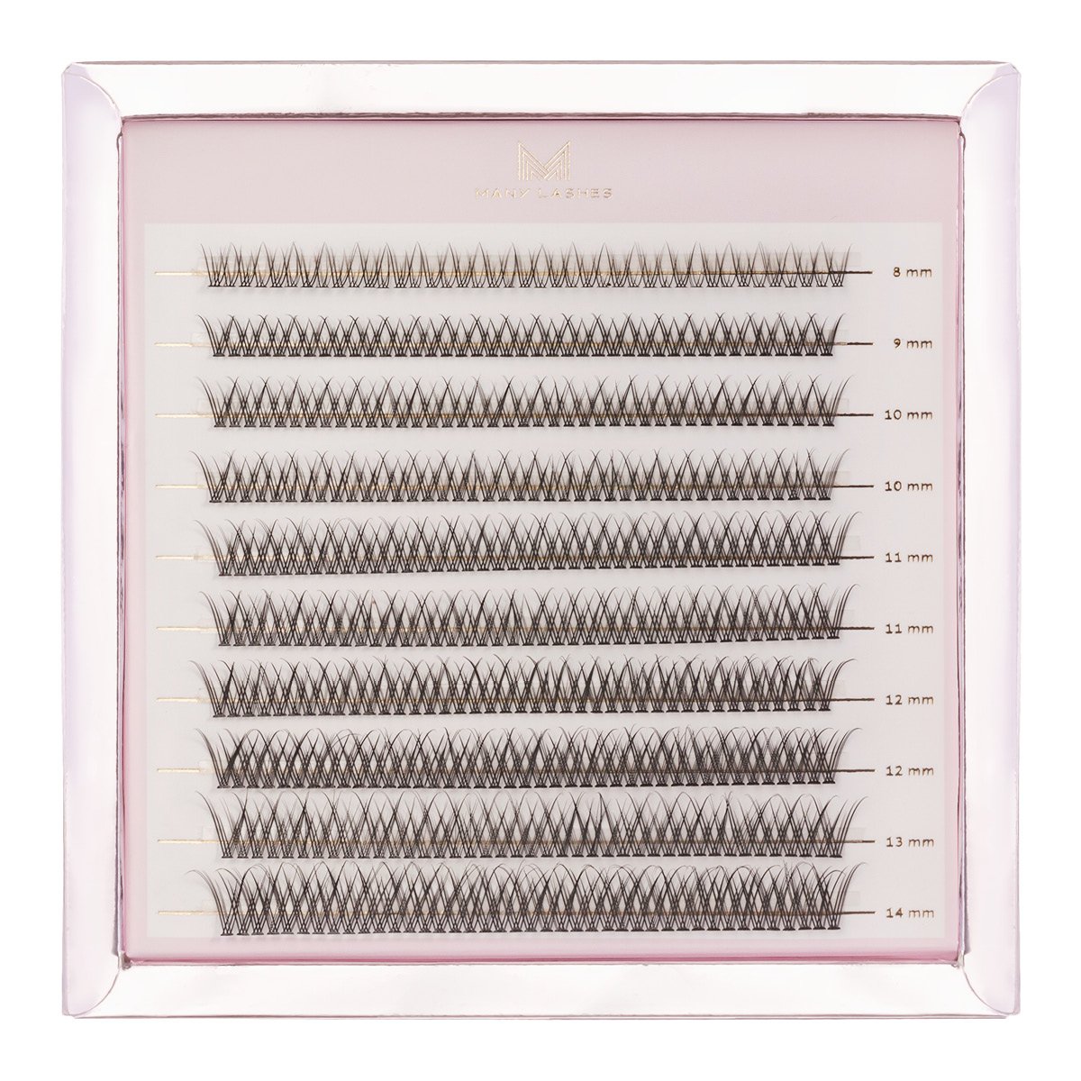 Many Lashes V-Lashes Master Box Zestaw kępek rzęs do makijażu 8-14 mm Skręt CC, grubość rzęs 0,10 mm